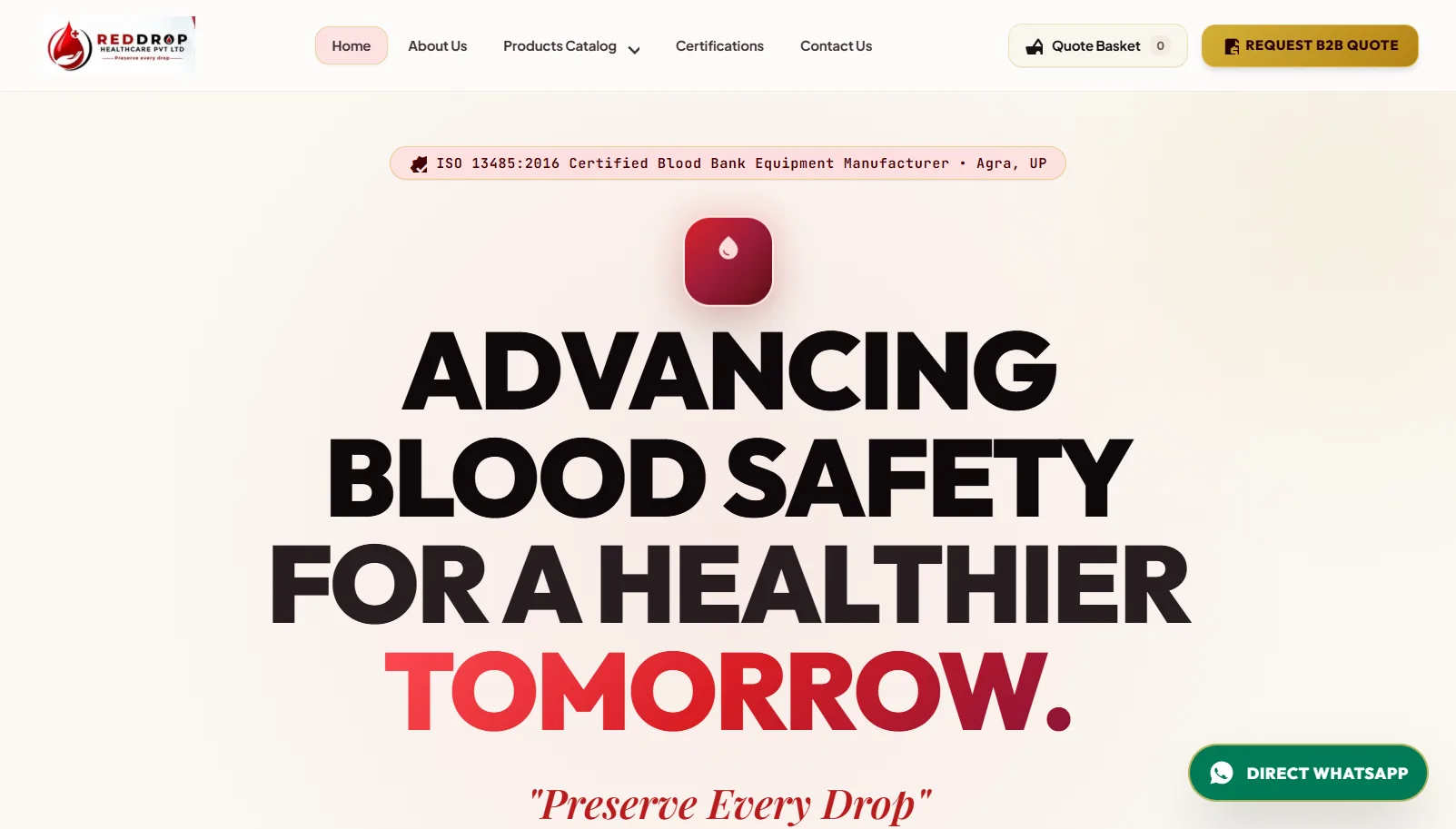 REDDROP HEALTHCARE — Blood Bank & Medical Device Manufacturer Platform (MedTech & Healthcare Industrial)
